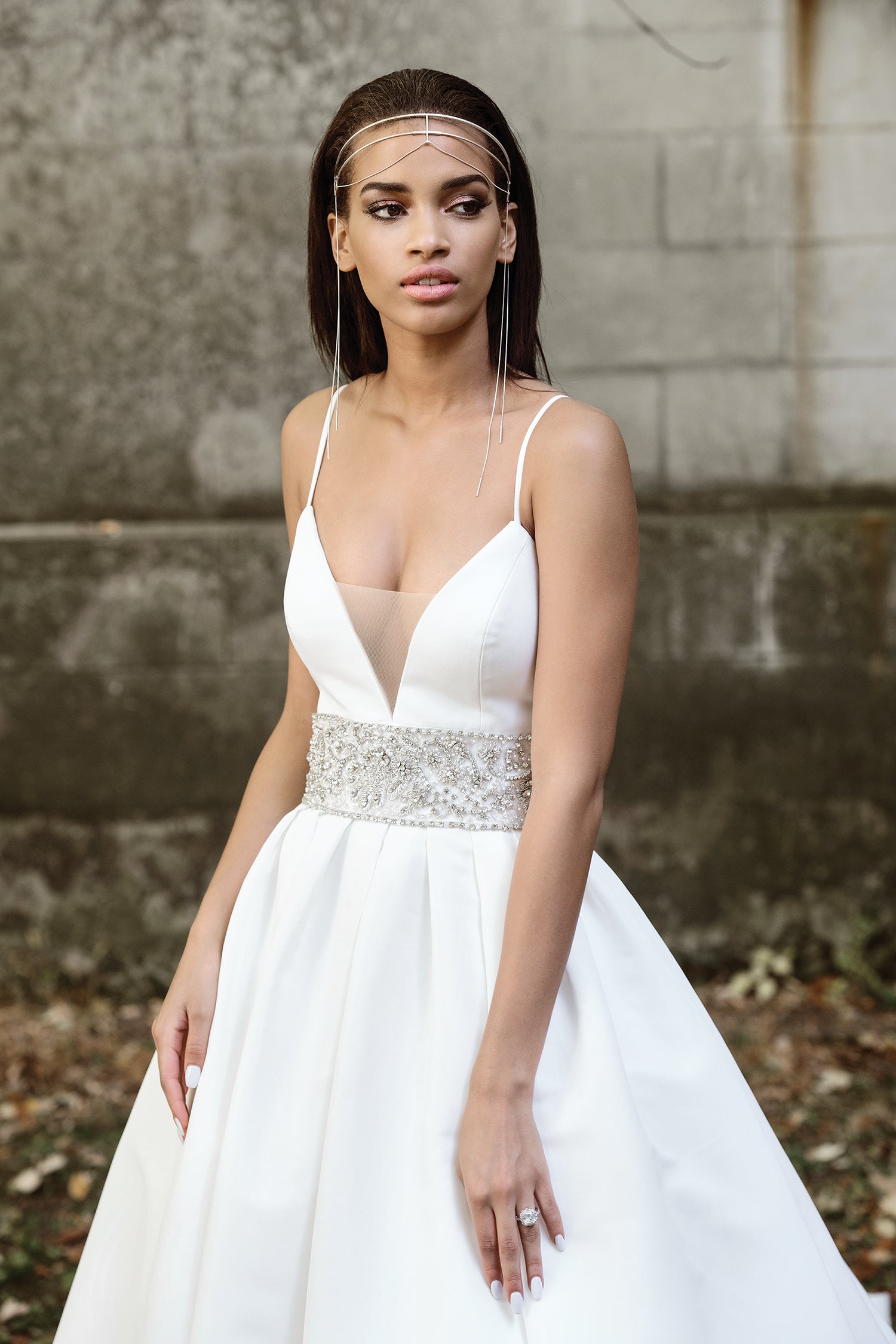 *NEW* Justin Alexander Signature Size 10 Box Pleat Mikado Ball Gown with Bikini Top and a Beautiful Bling Band - #9878