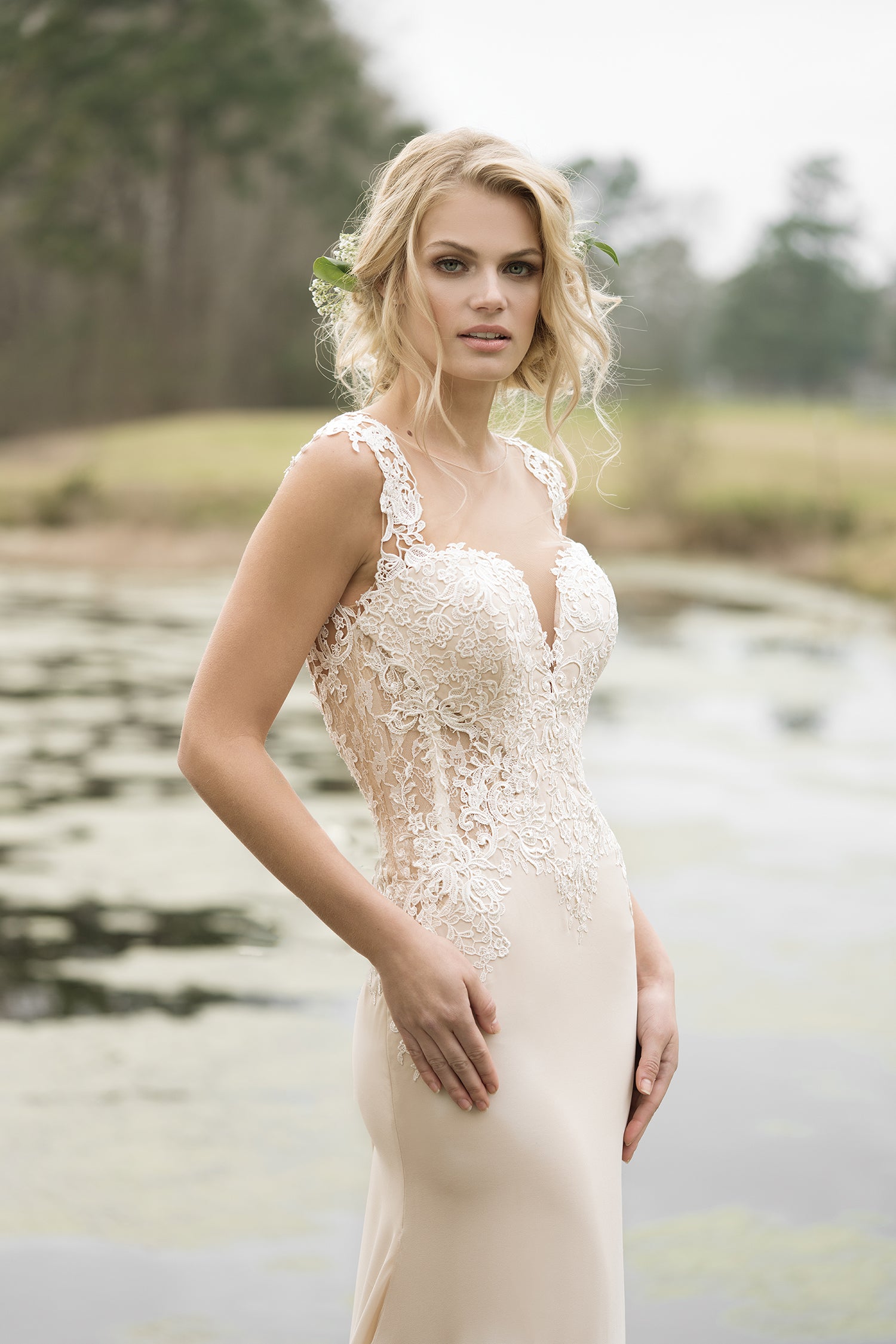 *NEW* Lillian West Chiffon Mermaid Style with Lace Bodice Low Back Size 10 - #6454