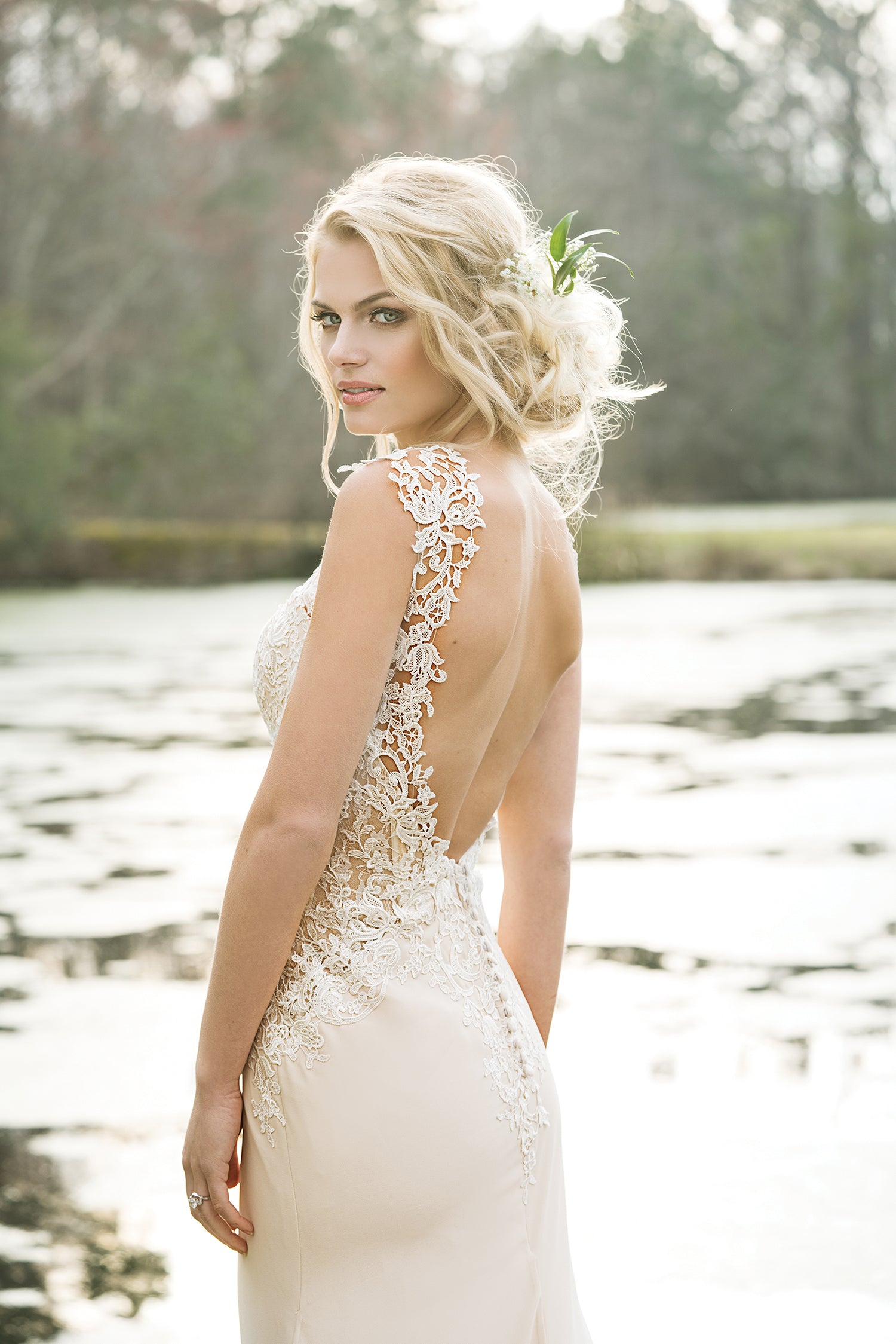 *NEW* Lillian West Chiffon Mermaid Style with Lace Bodice Low Back Size 10 - #6454