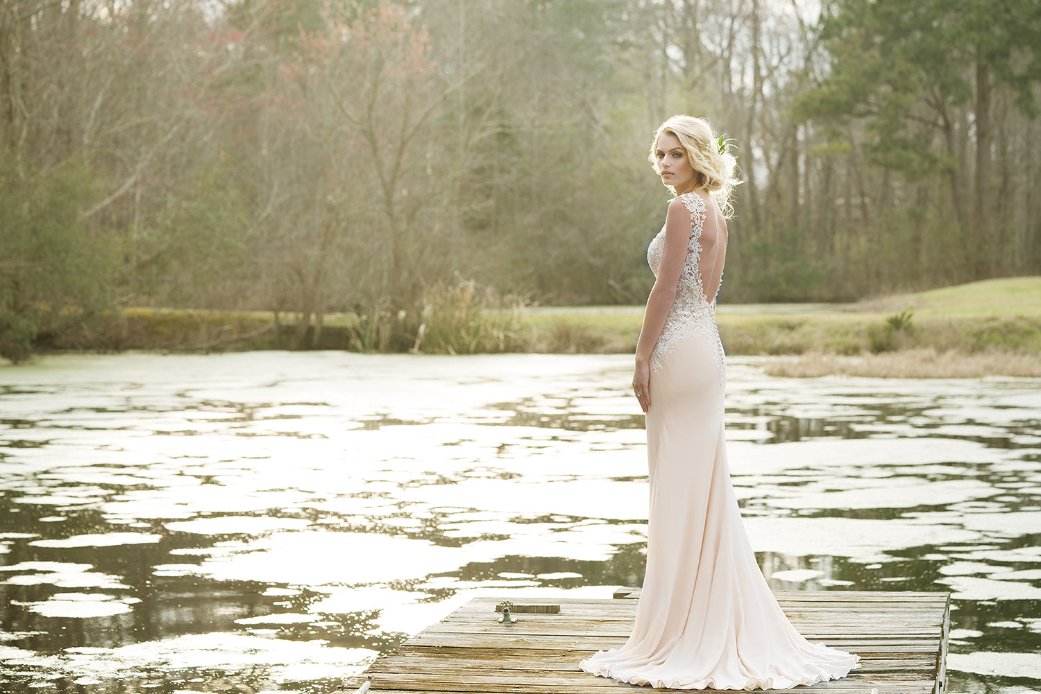 *NEW* Lillian West Chiffon Mermaid Style with Lace Bodice Low Back Size 10 - #6454