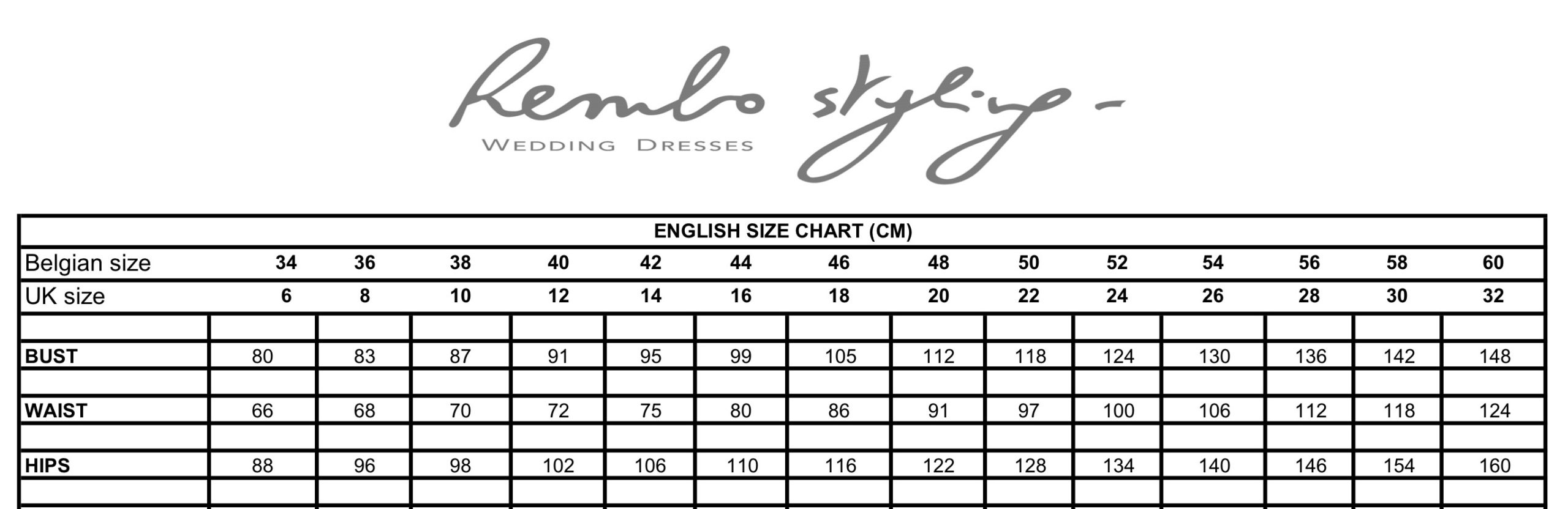 Rembo Size Chart