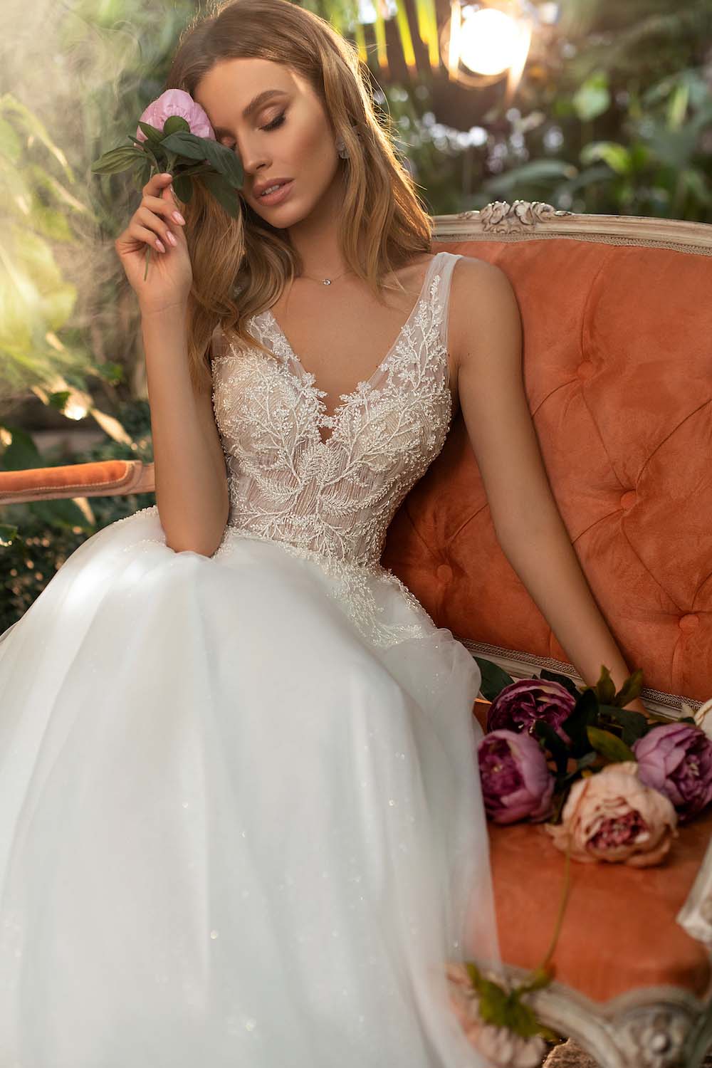 Made To Order #Rozalina - V Neckline Beaded Bodice, Tulle Skirt Bridal Gown