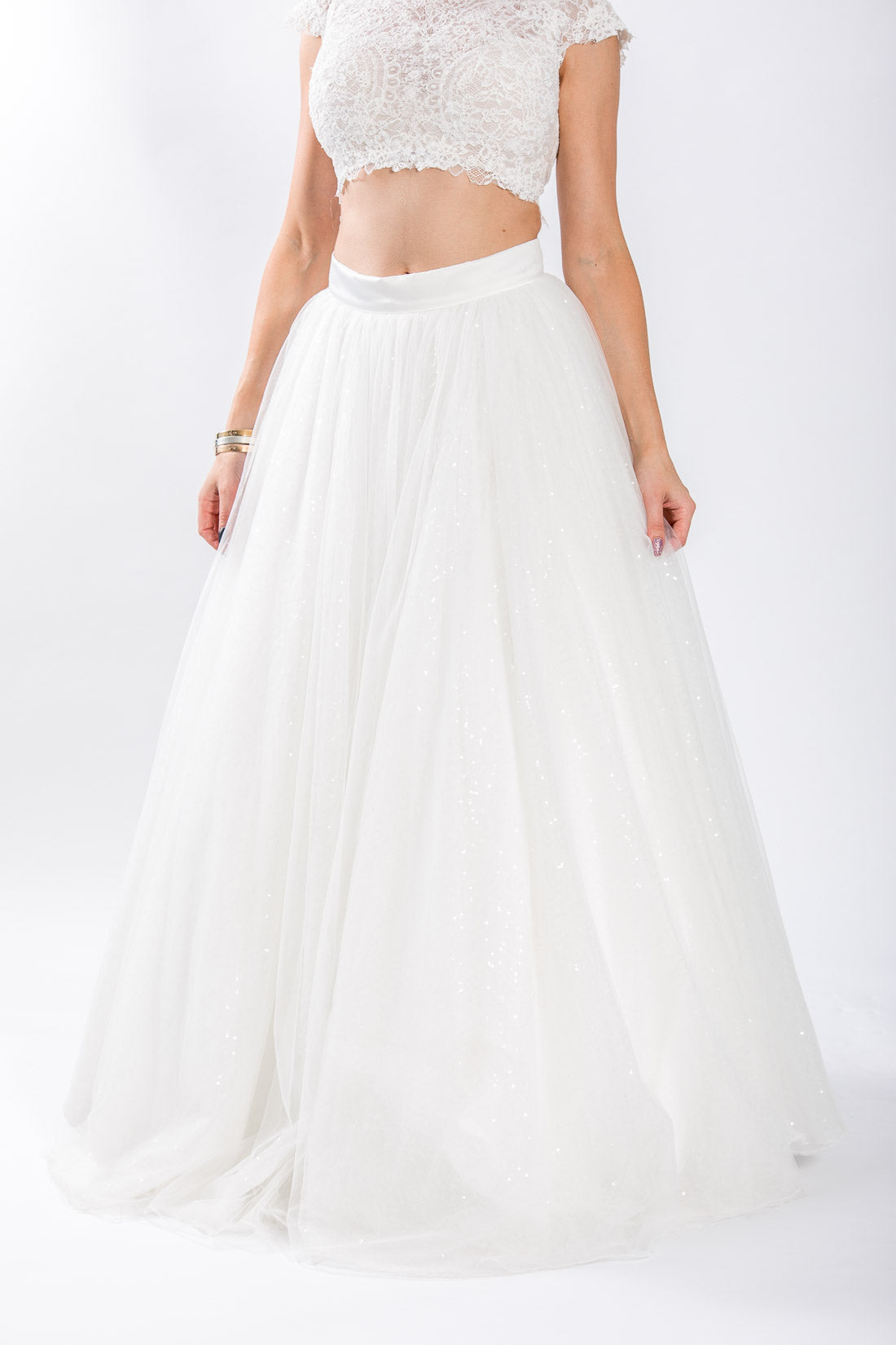 Tulle Ball Gown Skirt with Sequin Underlay - #1182A