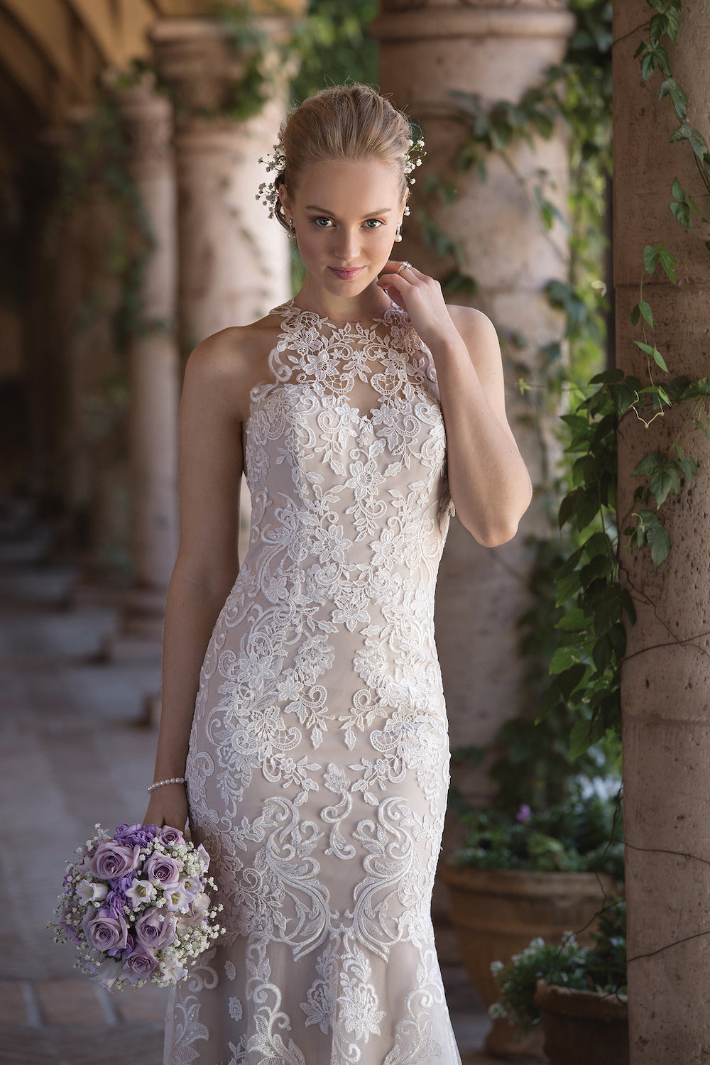 Wedding Razor High neck metallic lace mermaid wedding dress | Honestweddingadvice.com