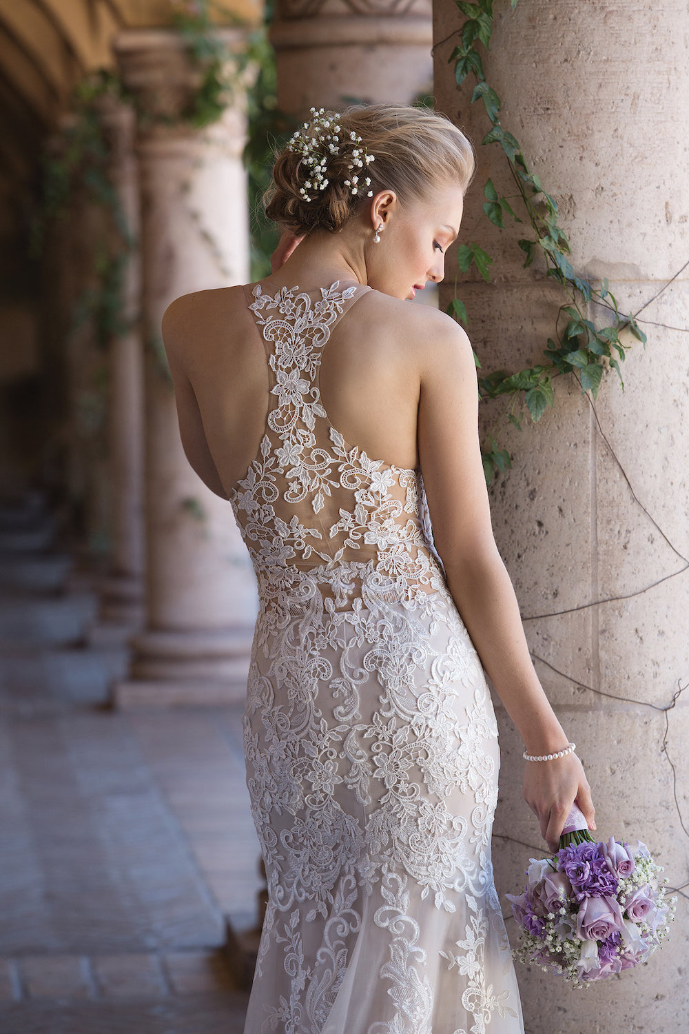 *NEW* Sincerity Bridal High Neck Razor Cut, T Bar Back Mermaid Lace Bridal Dress - #4027