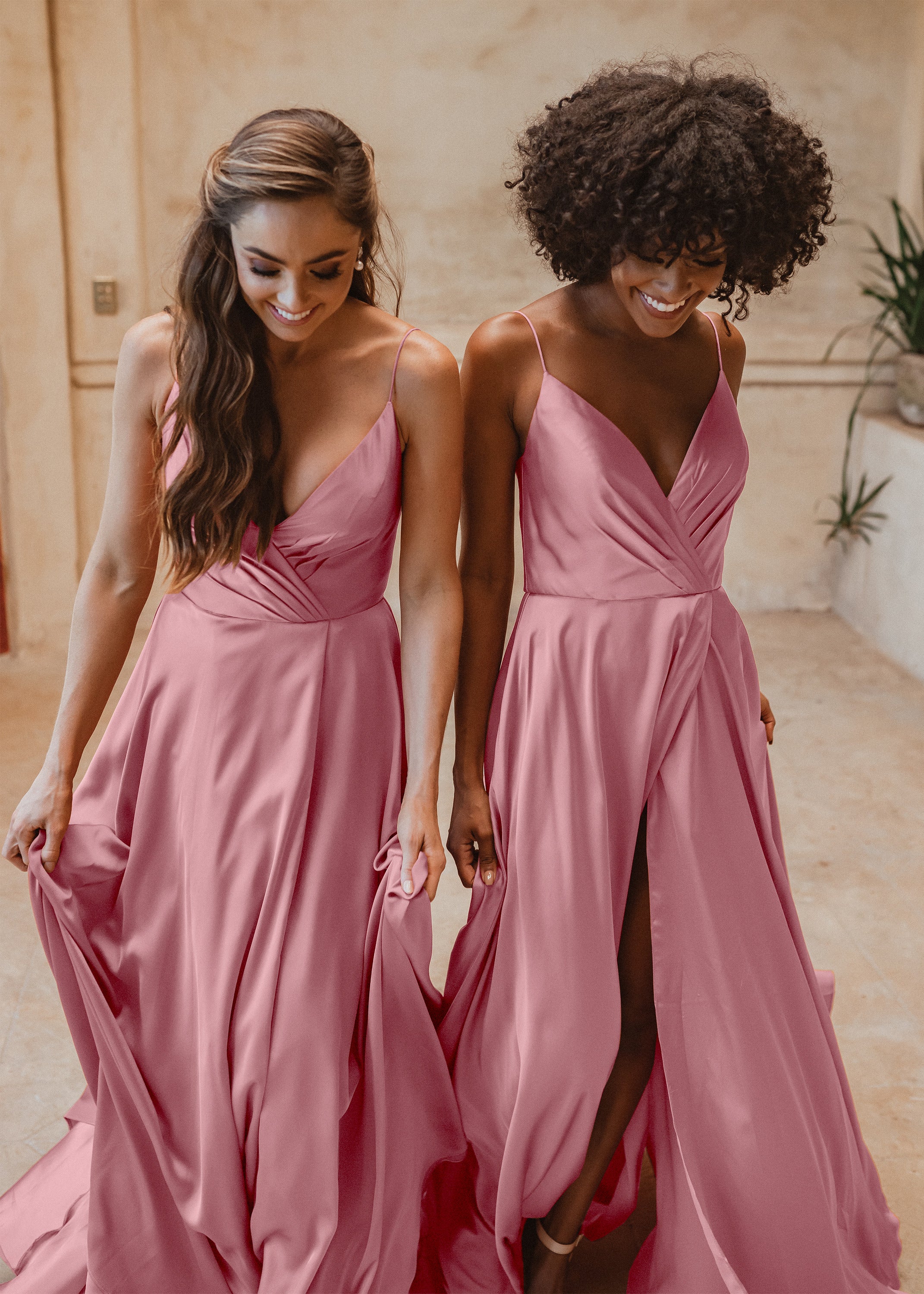 Rose pink sales dresses for bridesmaids
