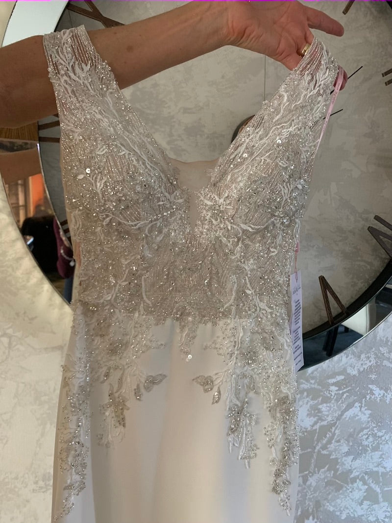 Made to Order #Viva - Crepe Mermaid/Trumpet Style with Beaded V Neckline Bridal Gown